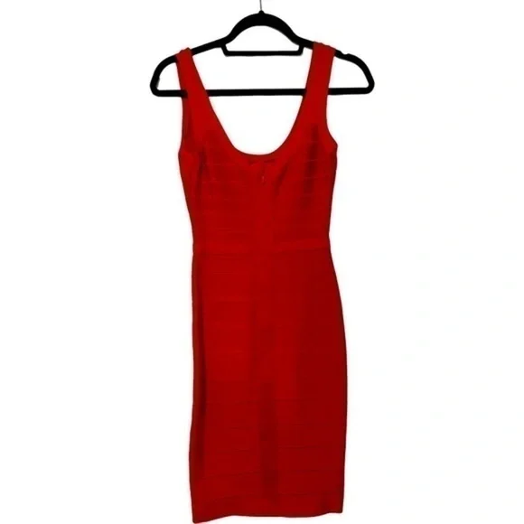 HERVE LEGER CLASSIC RED BANDAGE DRESS size Small - Picture 2 of 3